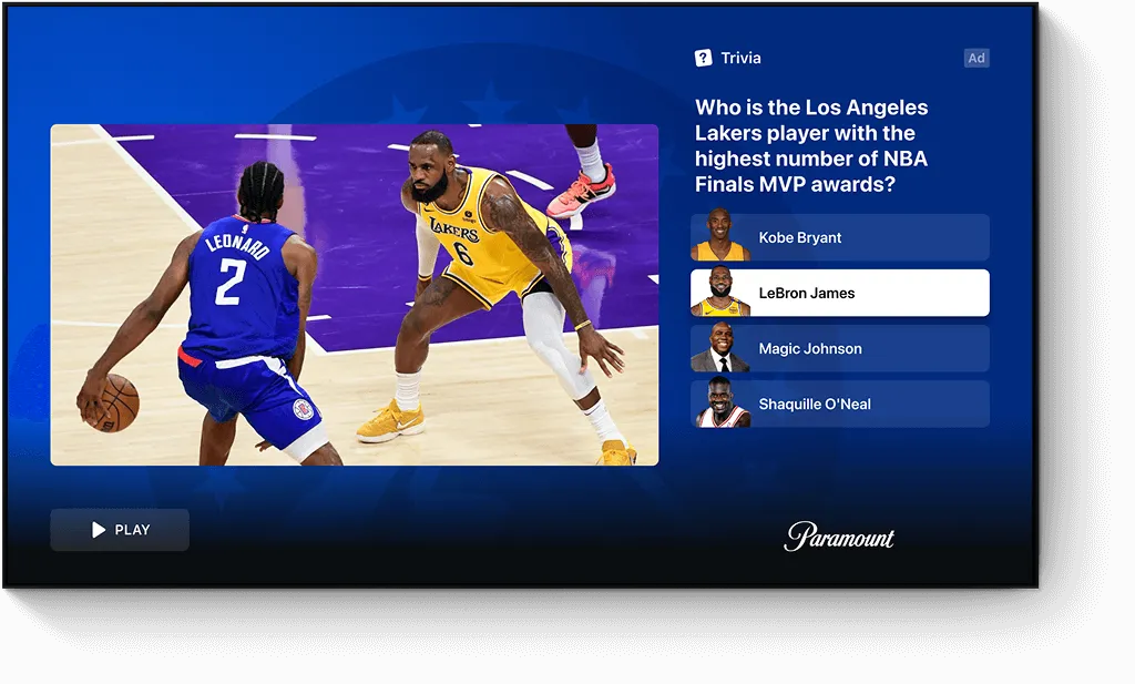 StreamLayer nonlinear trivia advertisement activated by a key moment in the program