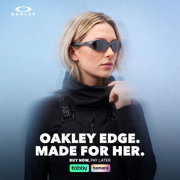 Oakley women's sunglasses ad with Tabby and Tamara messaging