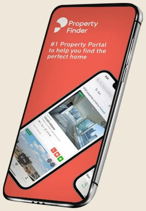 Property Finder UAE & Egypt website on mobile
