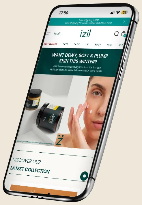 IZIL Beauty Oman & Kuwait website on mobile