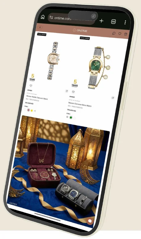Ontime Kuwait website on mobile