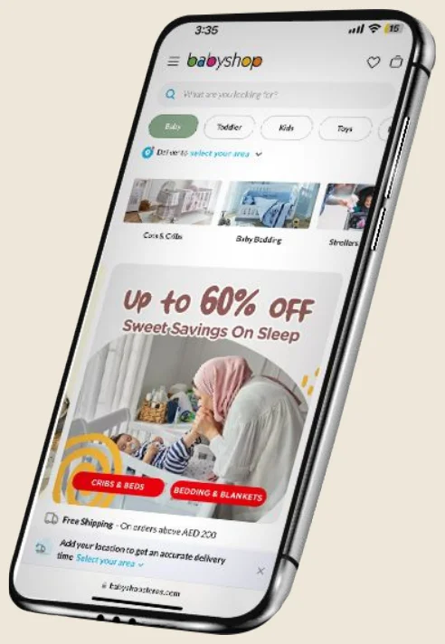 Babyshop UAE website on mobile