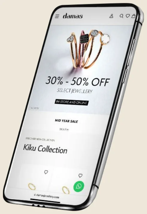 Damas UAE & KSA website on mobile