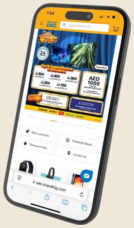 Sharaf DG UAE website on mobile