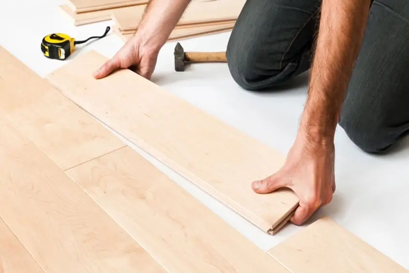 Floor panel laying.