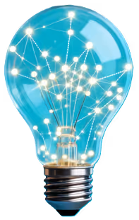 Picture of a light bulb with flashes of light inside it