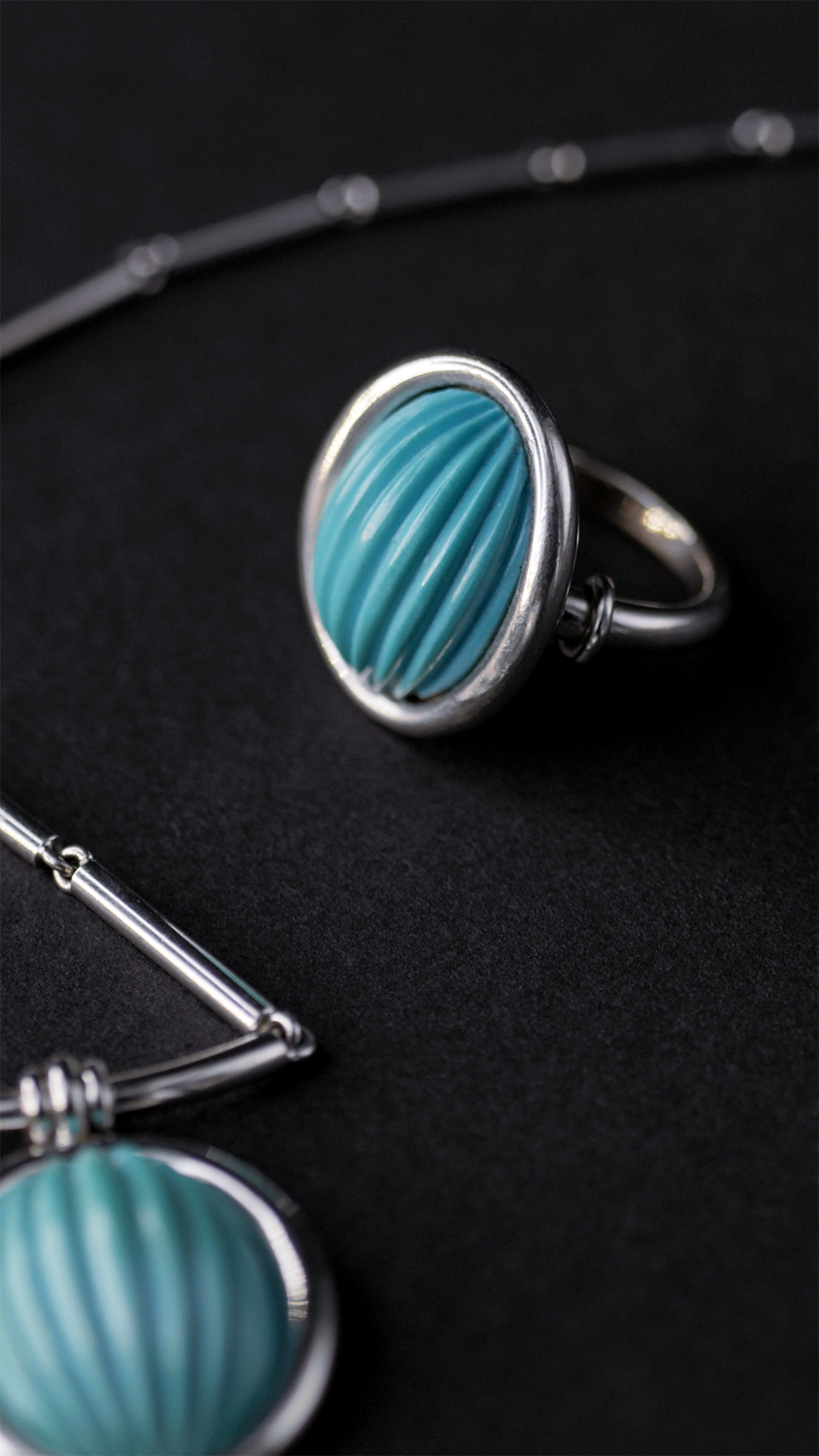 Türkis-Set mit Ring und Collier von Georg Hornemann