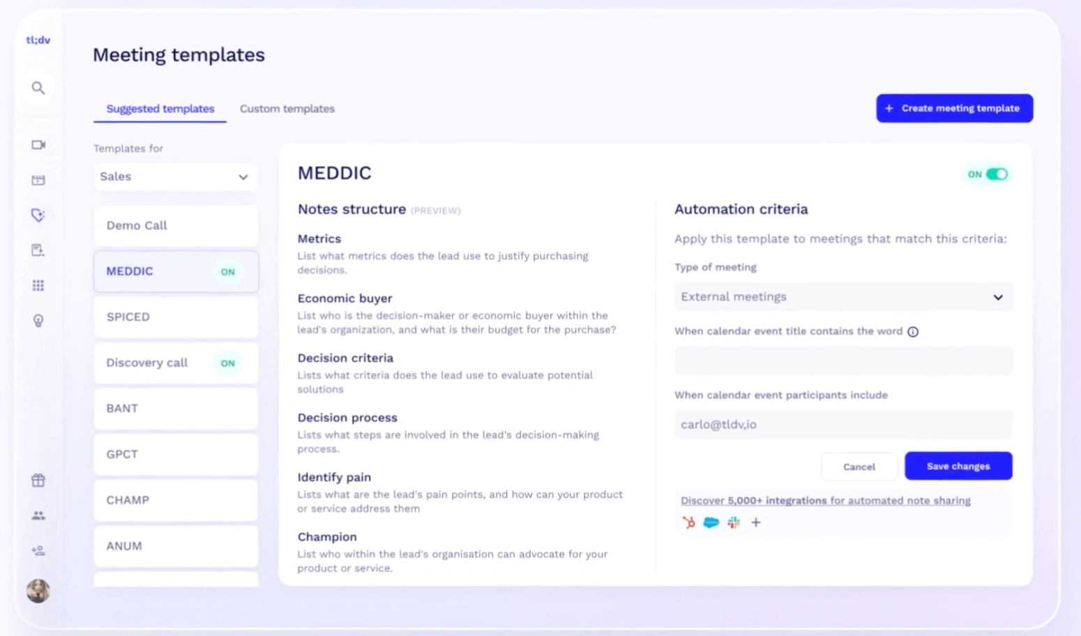 tl;dv: Best AI video note taker