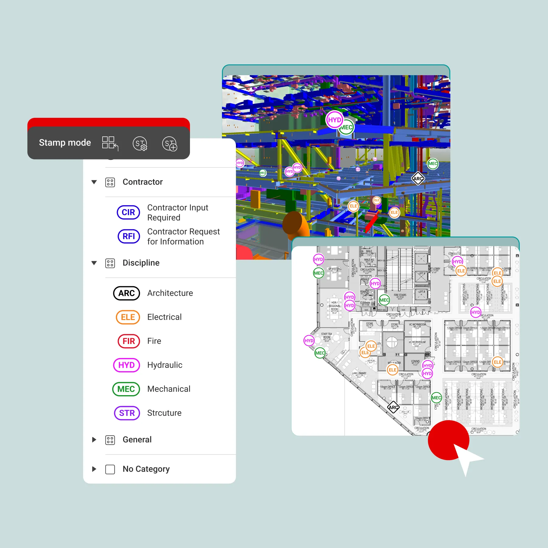 See clashes where they happen in 2D and 3D