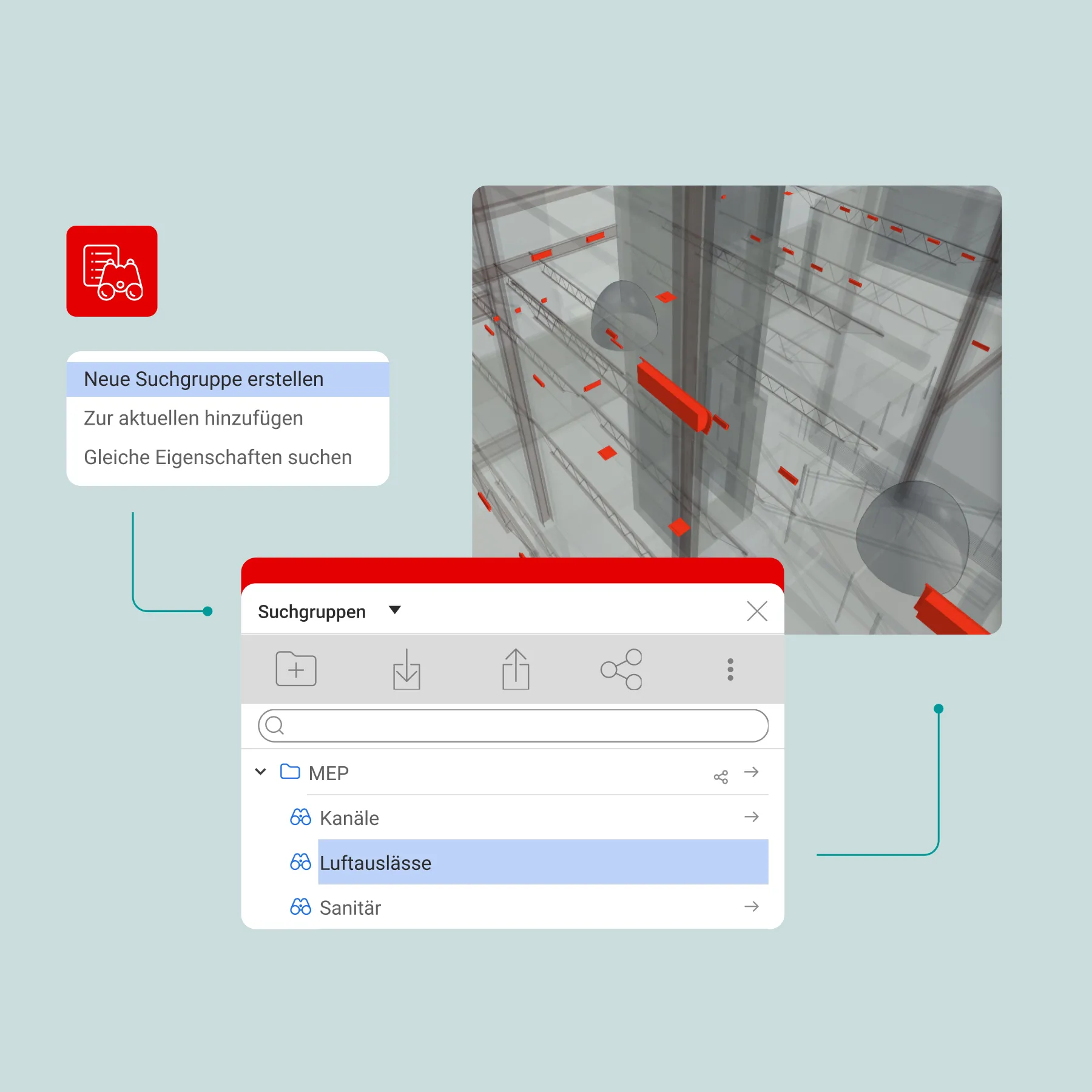 Elemente in Zeichnungen und Modellen gezielt finden