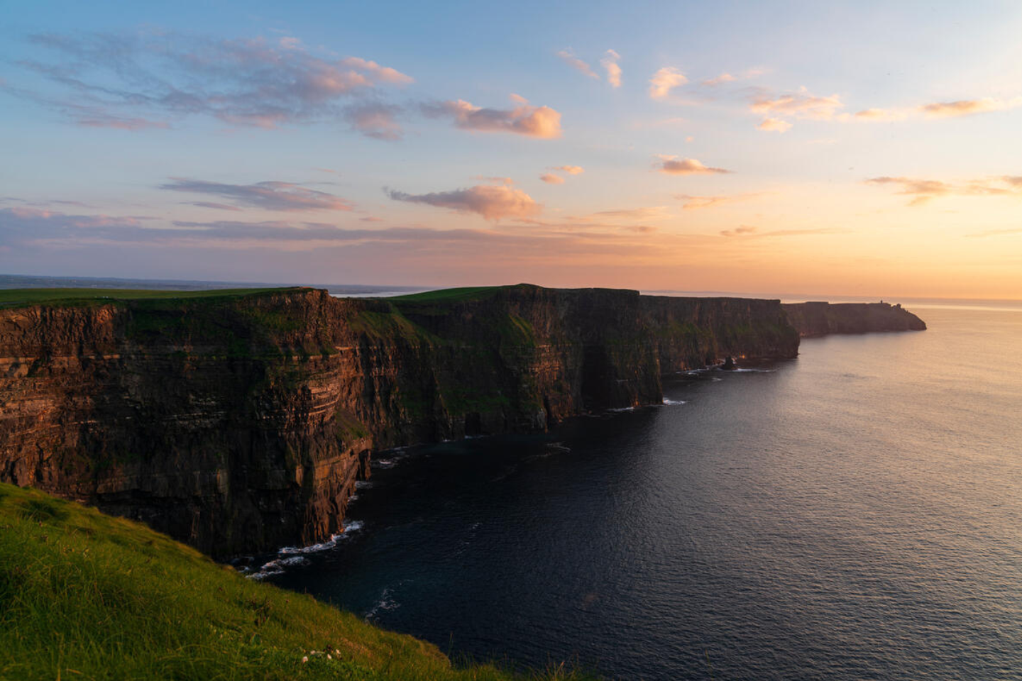 The Cliffs of Moher with a beautiful sunset