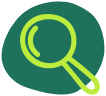 a green icon of a magnifying glass