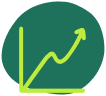 a green icon of a chart going up