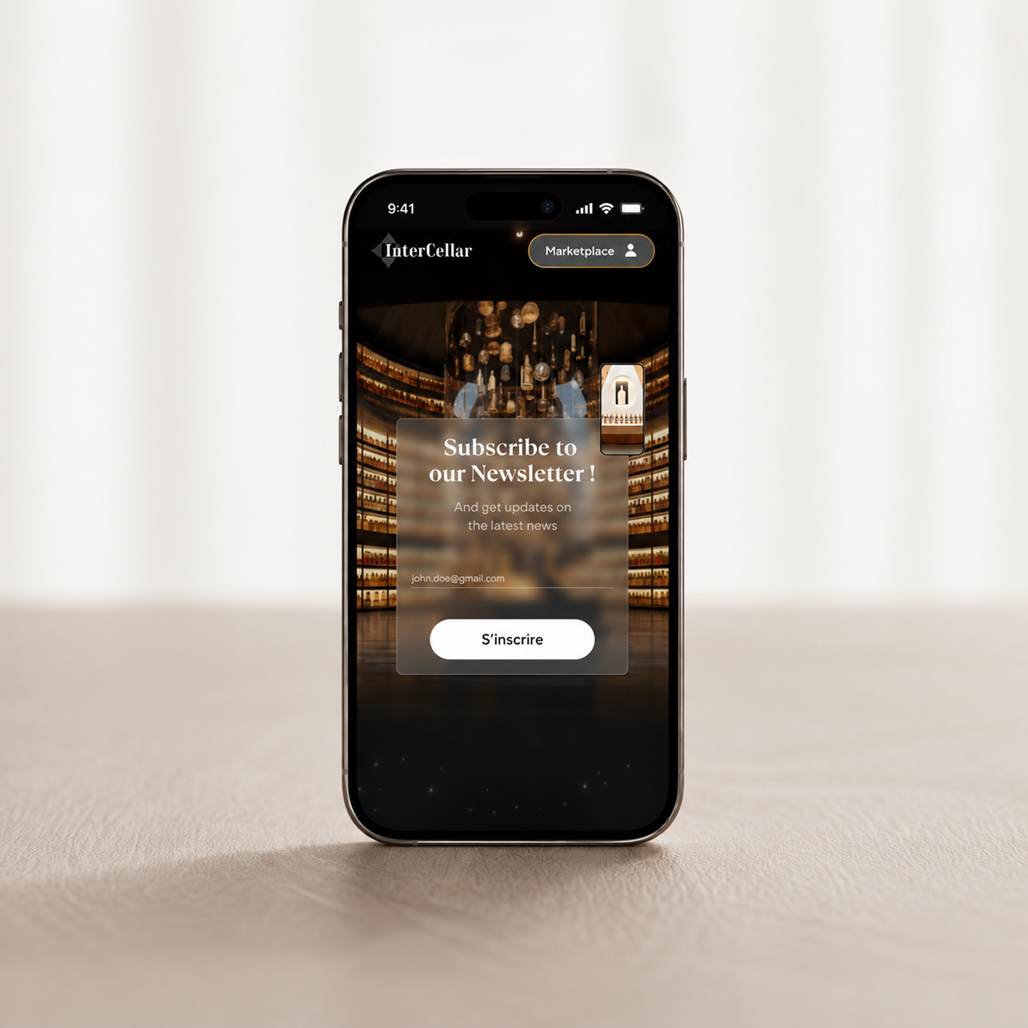 Intercellar mobile website on a black phone.