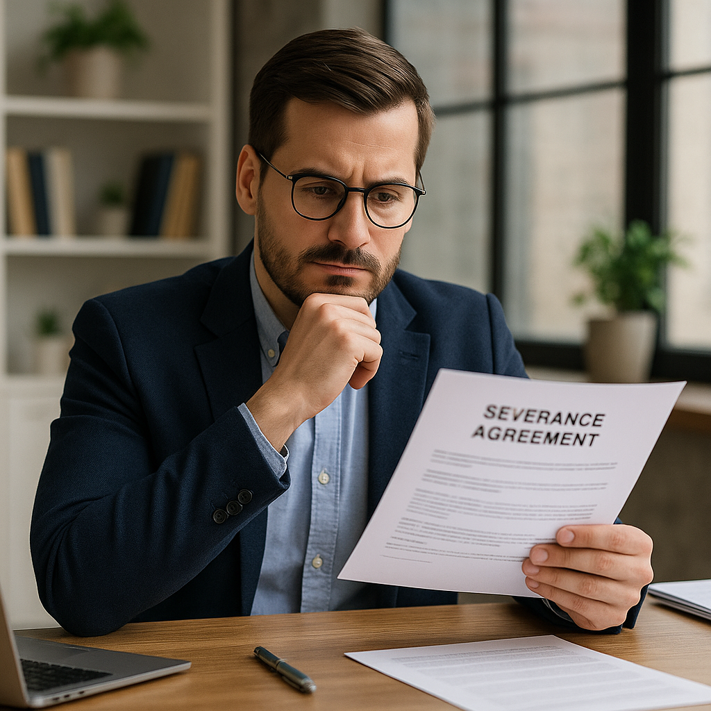 What should I do before signing a severance agreement?