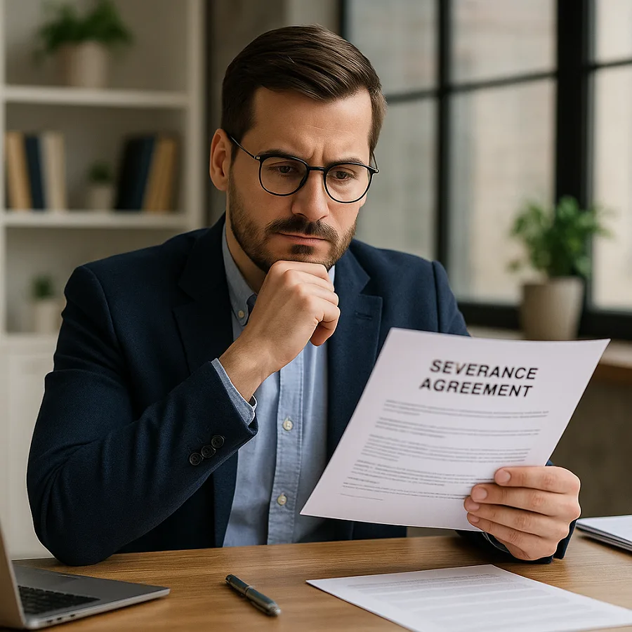 What should I do before signing a severance agreement?