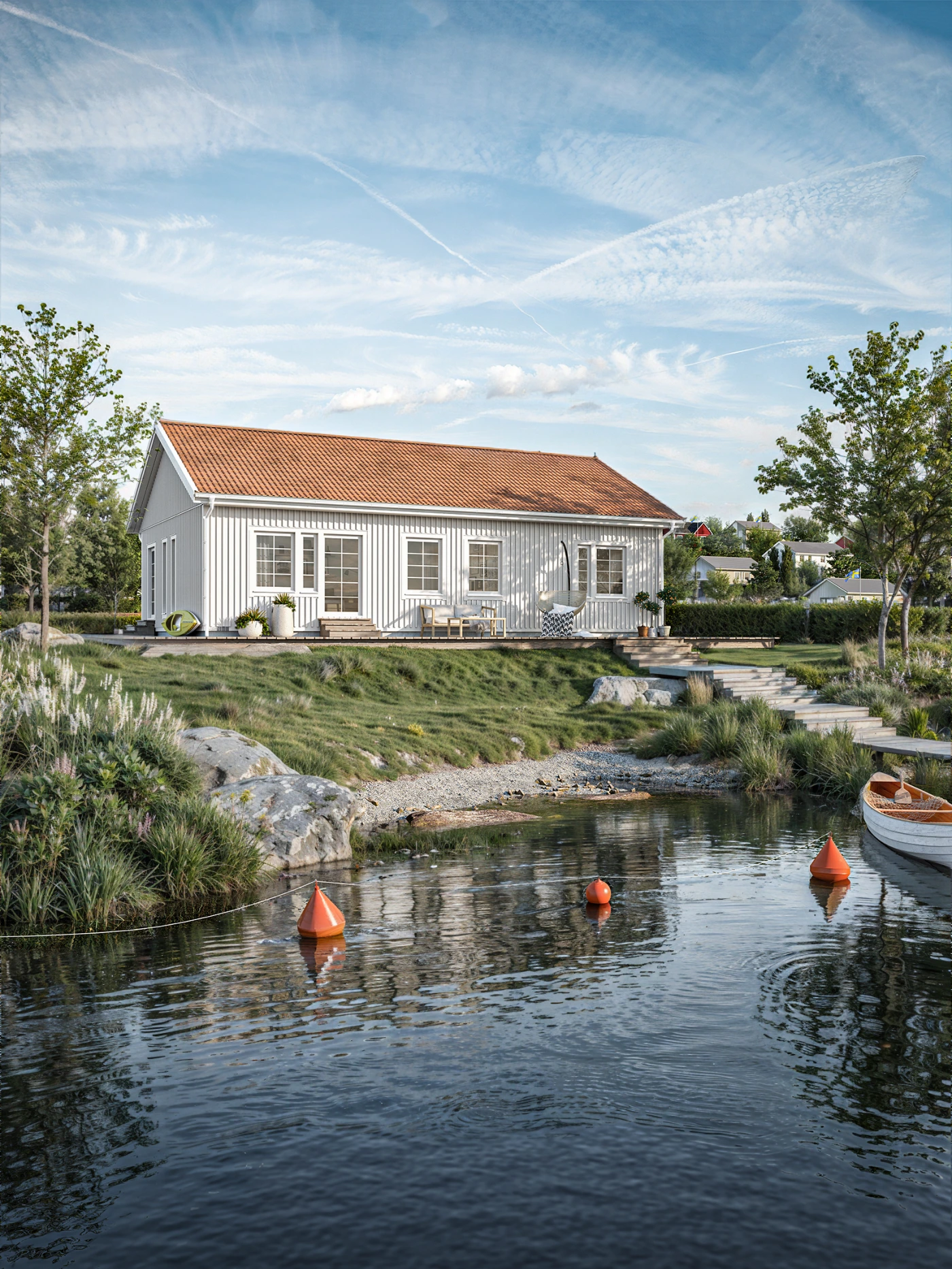 radiance-visual-architecture-3D-render-rendering-white-house-lake-view