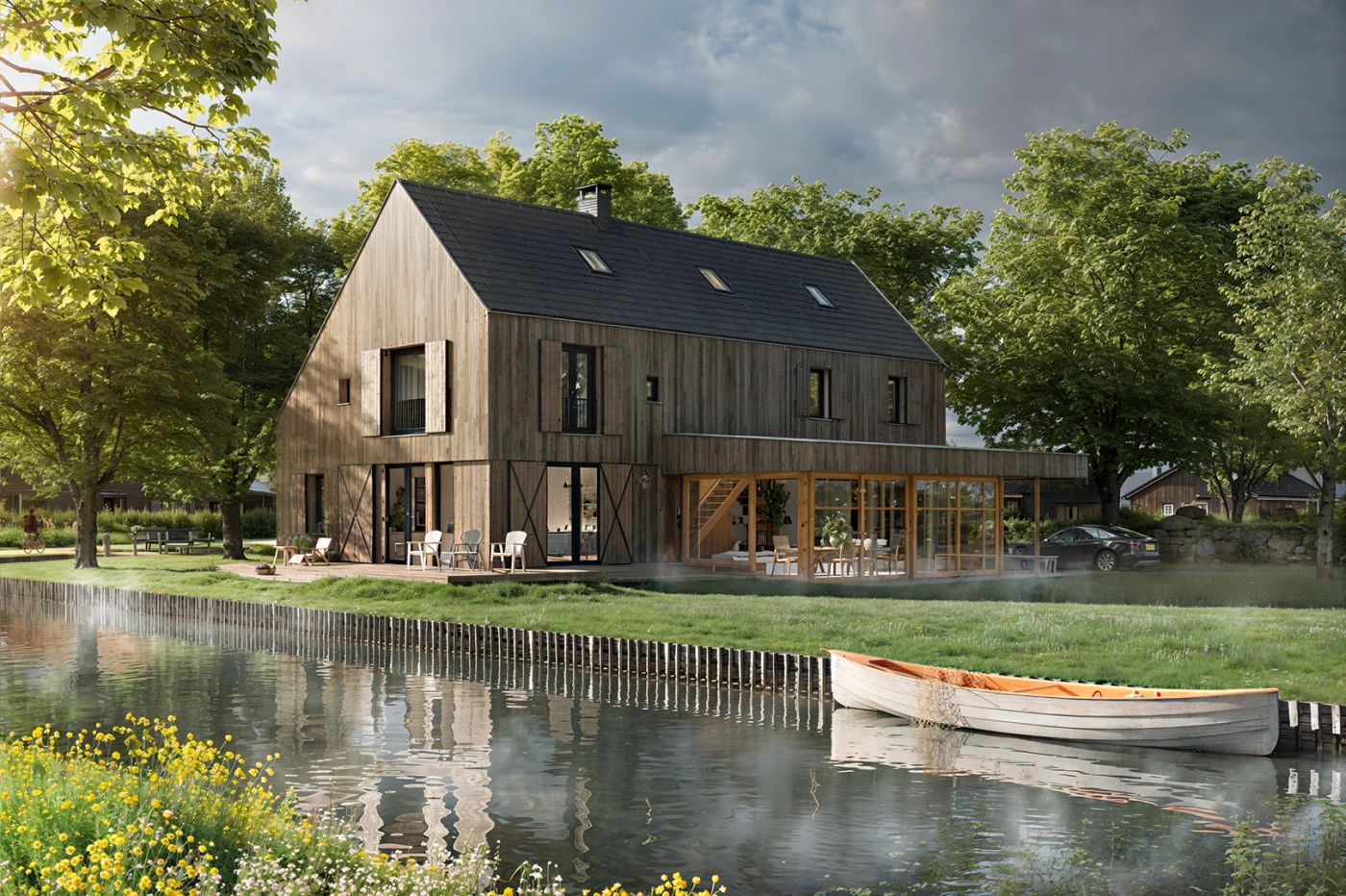 radiance-visual-architecture-3D-render-rendering-netherlands-channel-wooden-house
