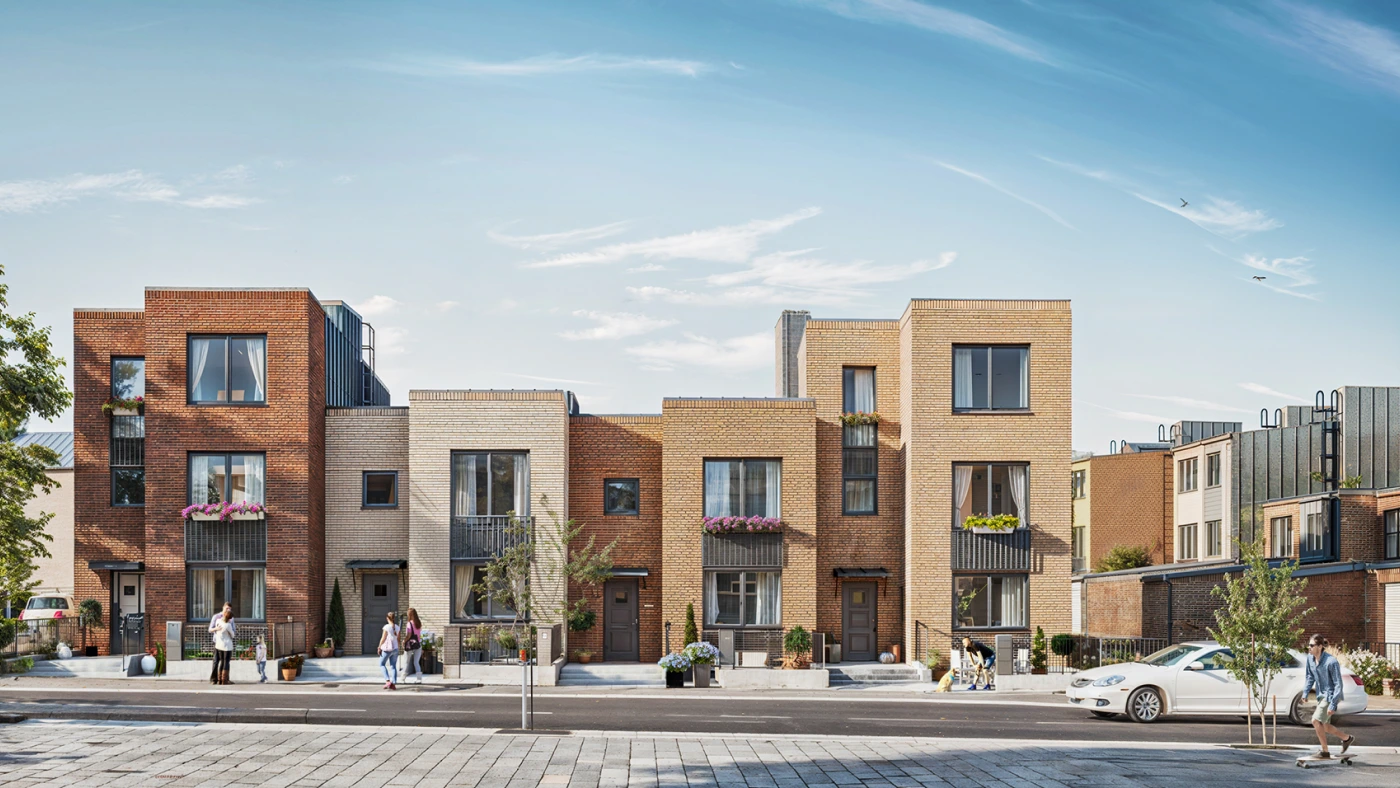 radiance-visual-architecture-3D-render-rendering-front-entrance-white-beige-buildings