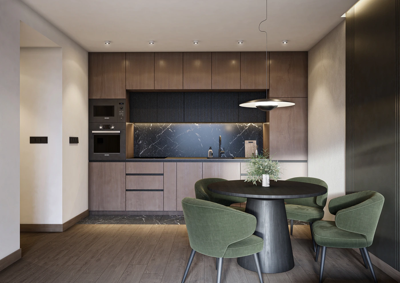 radiance-visual-real-estate-3D-render-rendering-green-dining-chairs-and-table