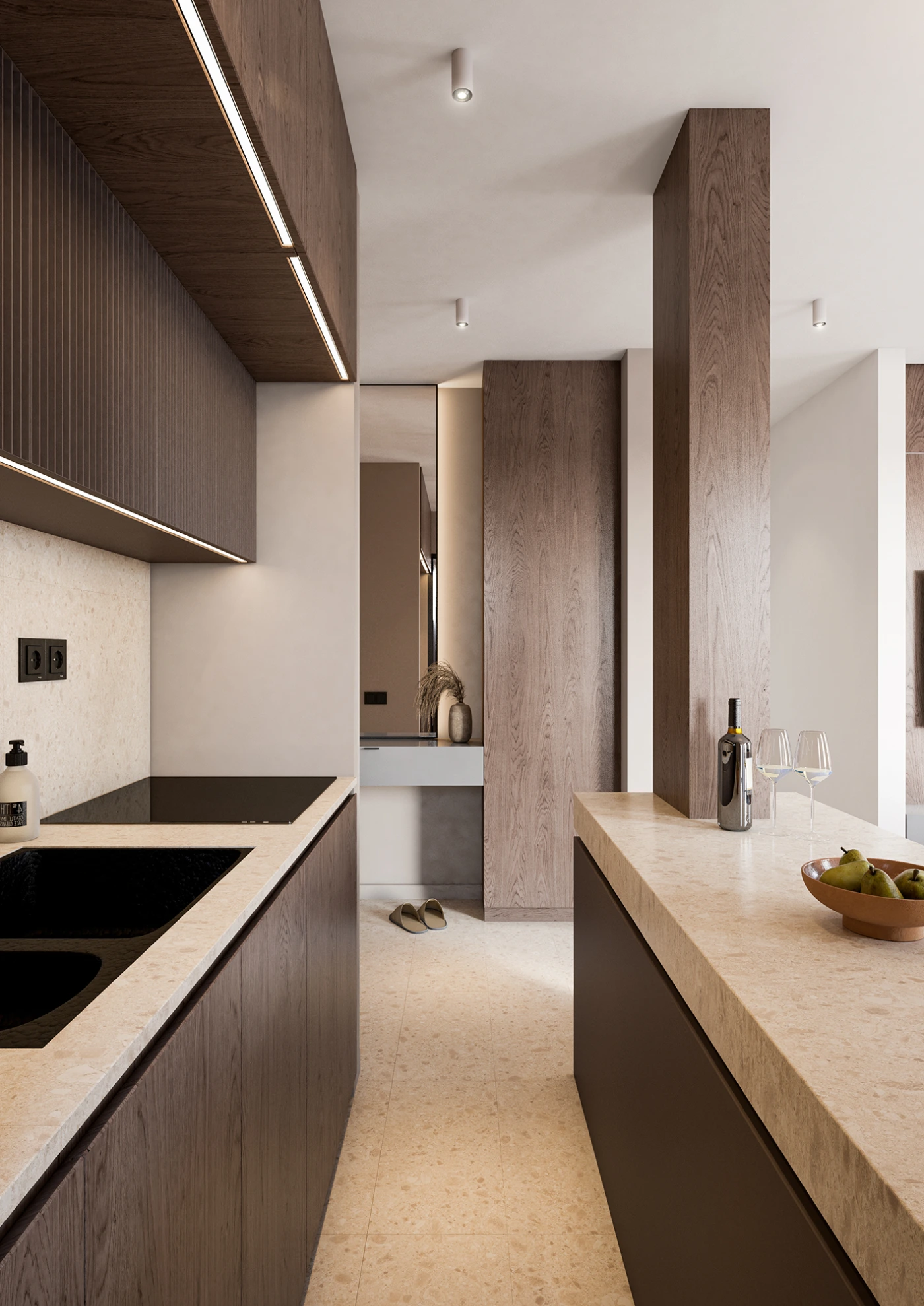 radiance-visual-real-estate-3D-render-rendering-brown-beige-kitchen