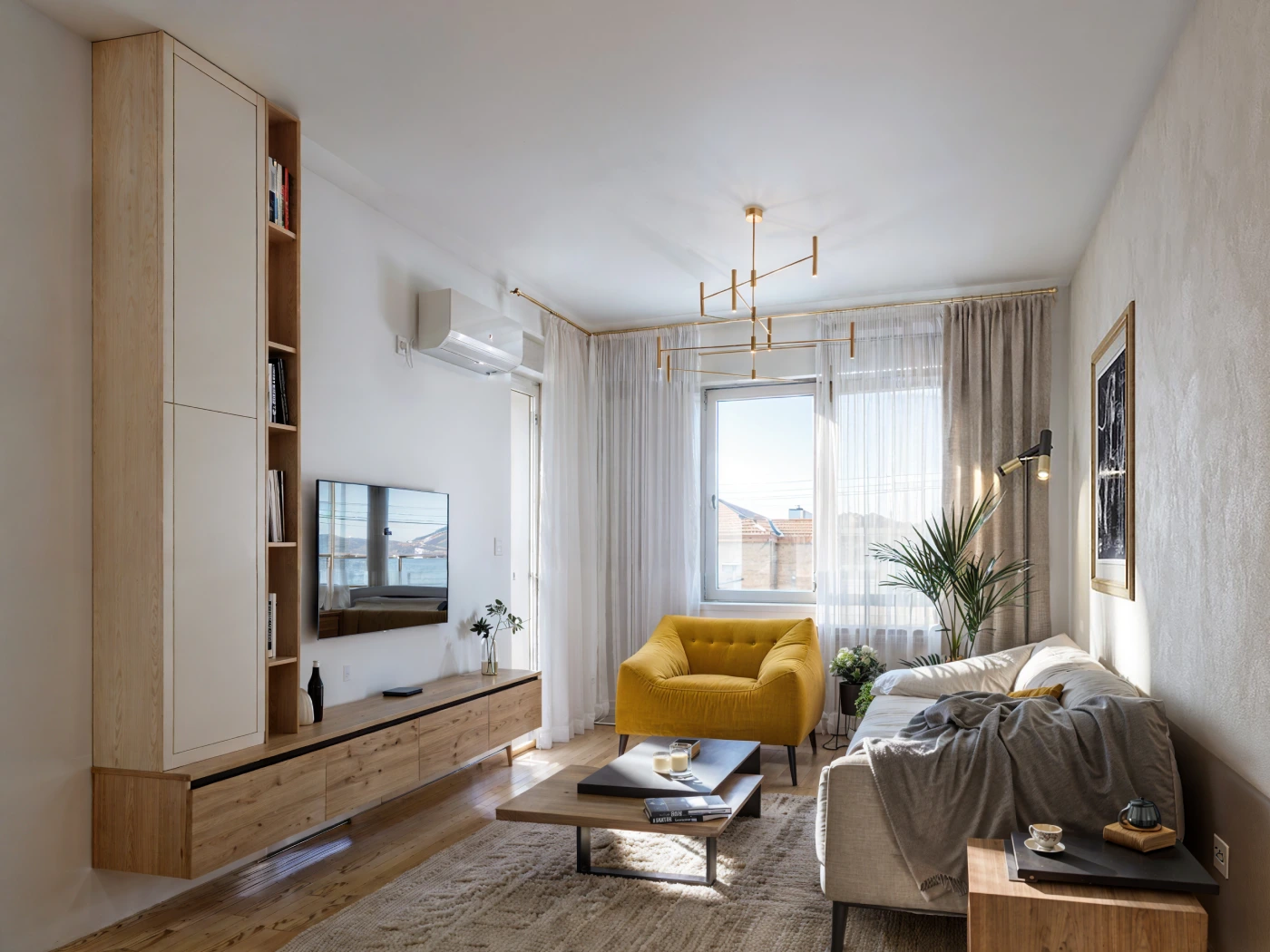 radiance-visual-real-estate-3D-render-rendering-living-room-with-yellow-armchair