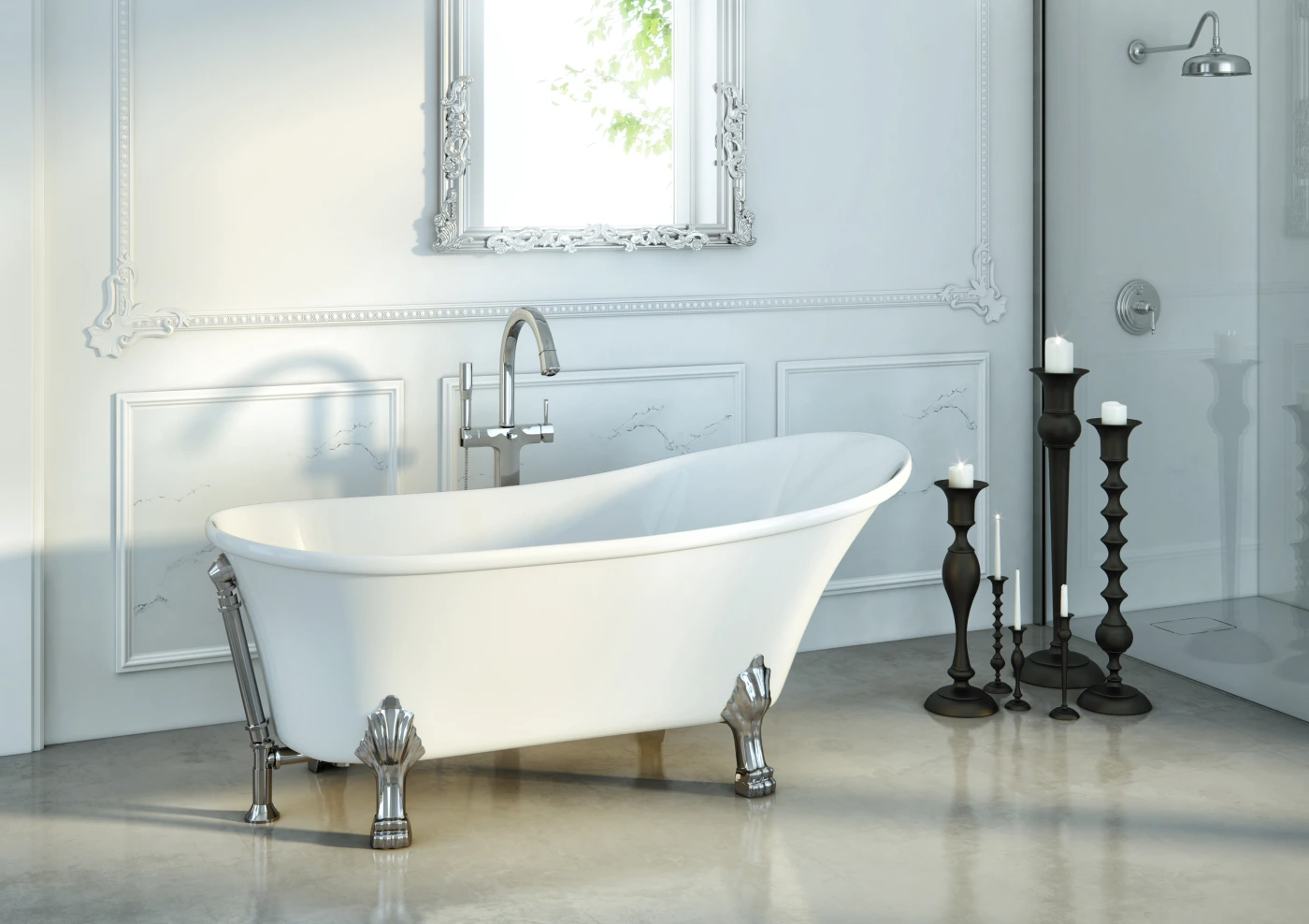 radiance-visual-product-3D-render-rendering-white-bathtub-with-silver-details