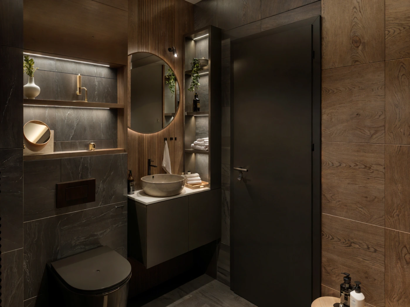 radiance-visual-real-estate-3D-render-rendering-bathroom-brown-wood-and-marble