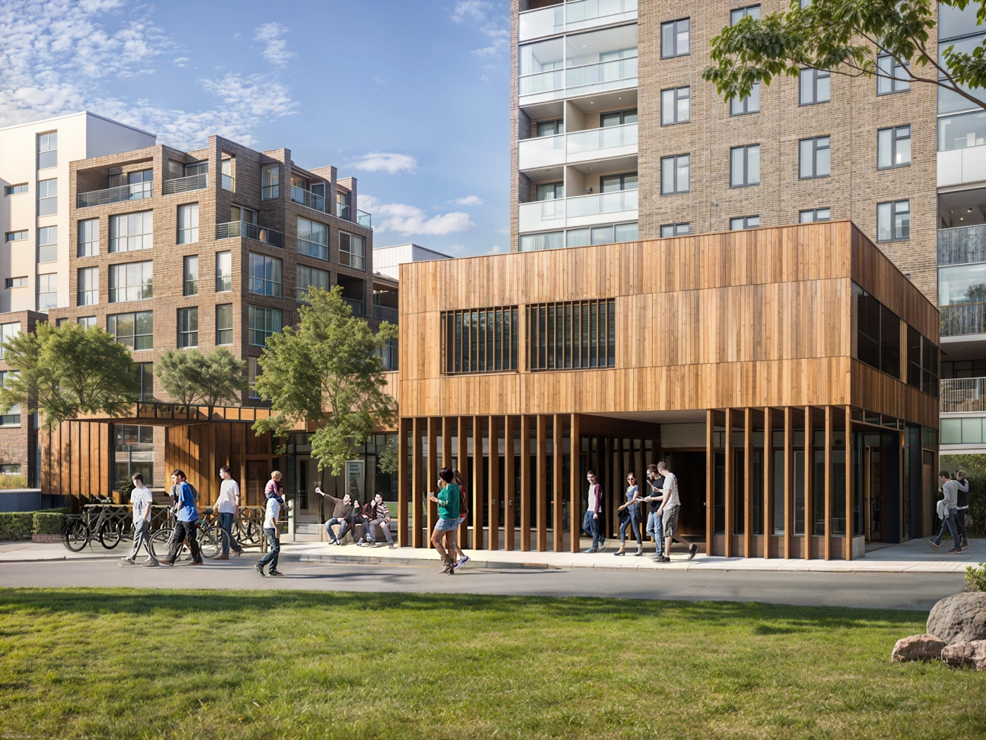 radiance-visual-architecture-3D-render-rendering-building-with-wooden-exterior