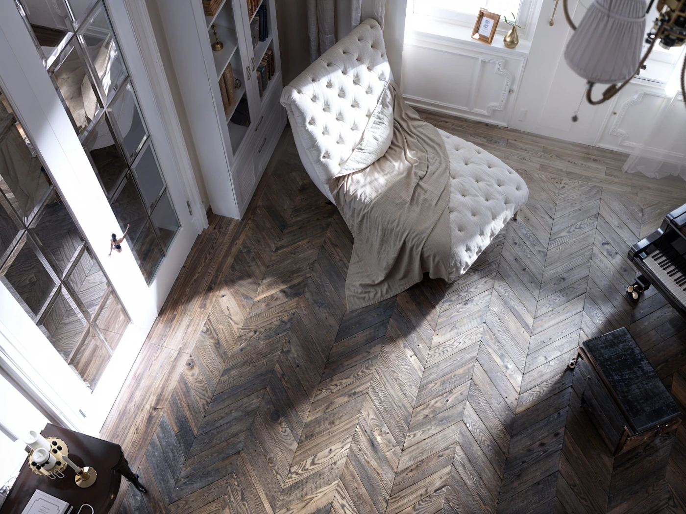 radiance-visual-product-3D-render-rendering-white-elegant-armchair-view-from-ceiling