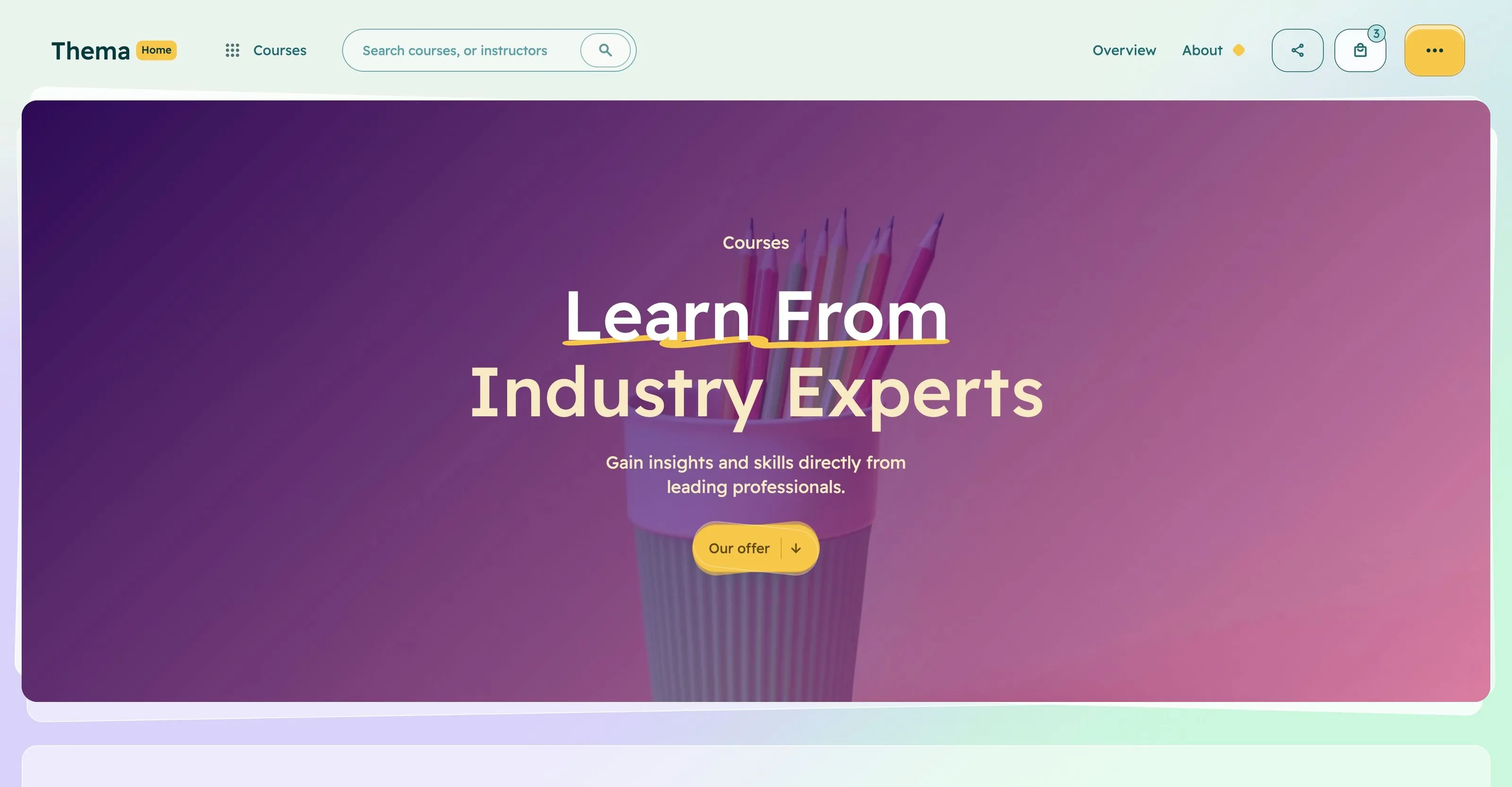 Thema: Education learning Webflow website template screen
