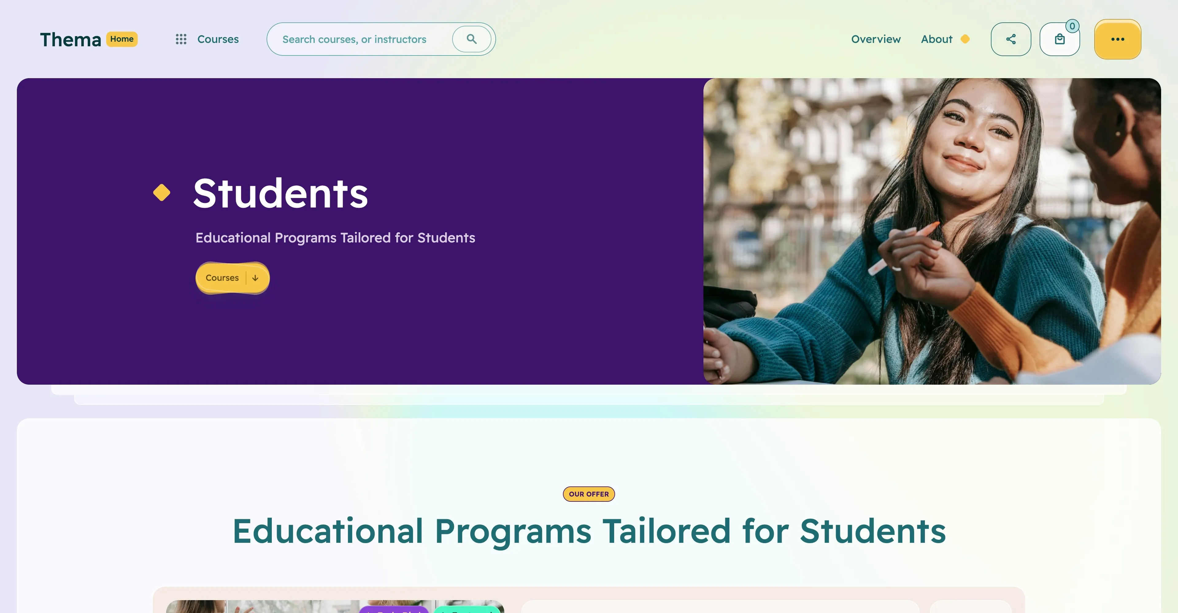 Thema: Education learning Webflow website template screen