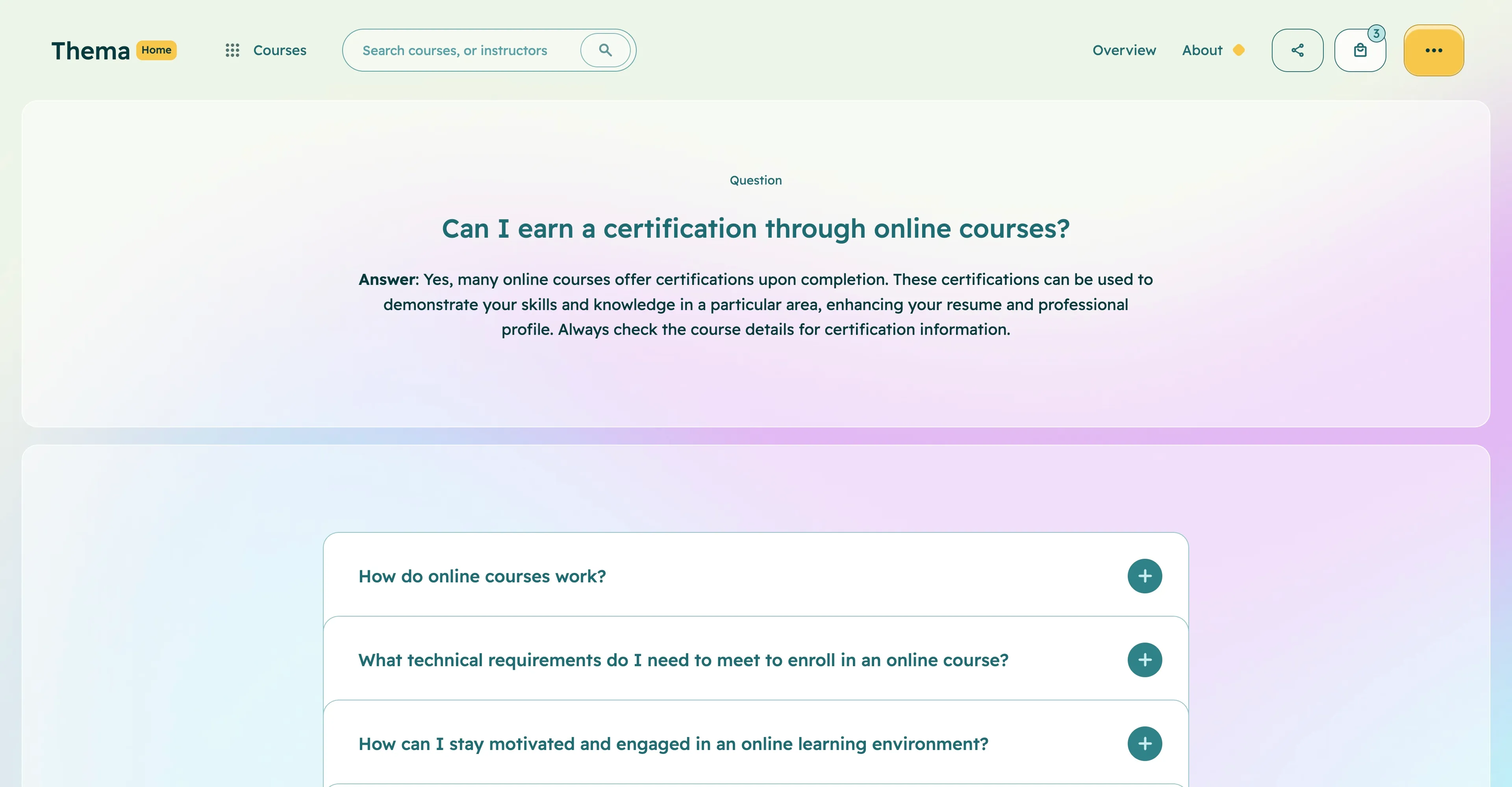 Thema: Education learning Webflow website template screen