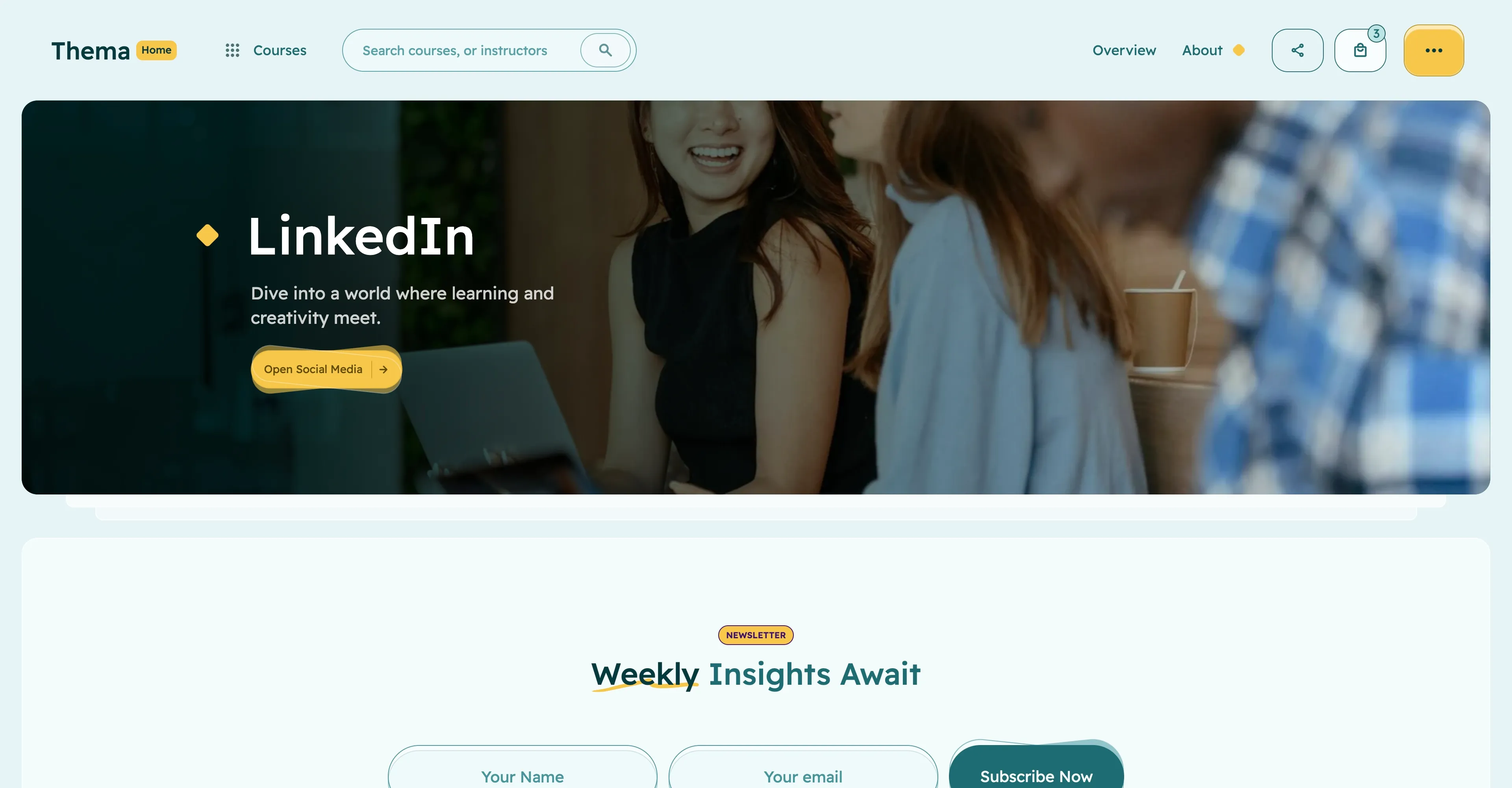 Thema: Education learning Webflow website template screen