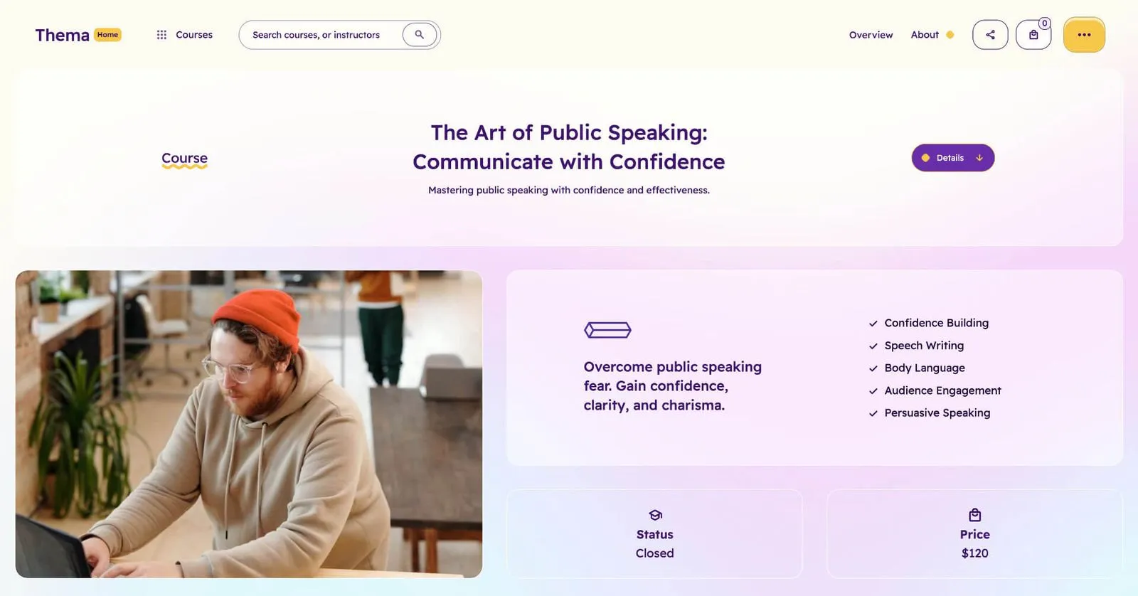 Thema: Education learning Webflow website template screen