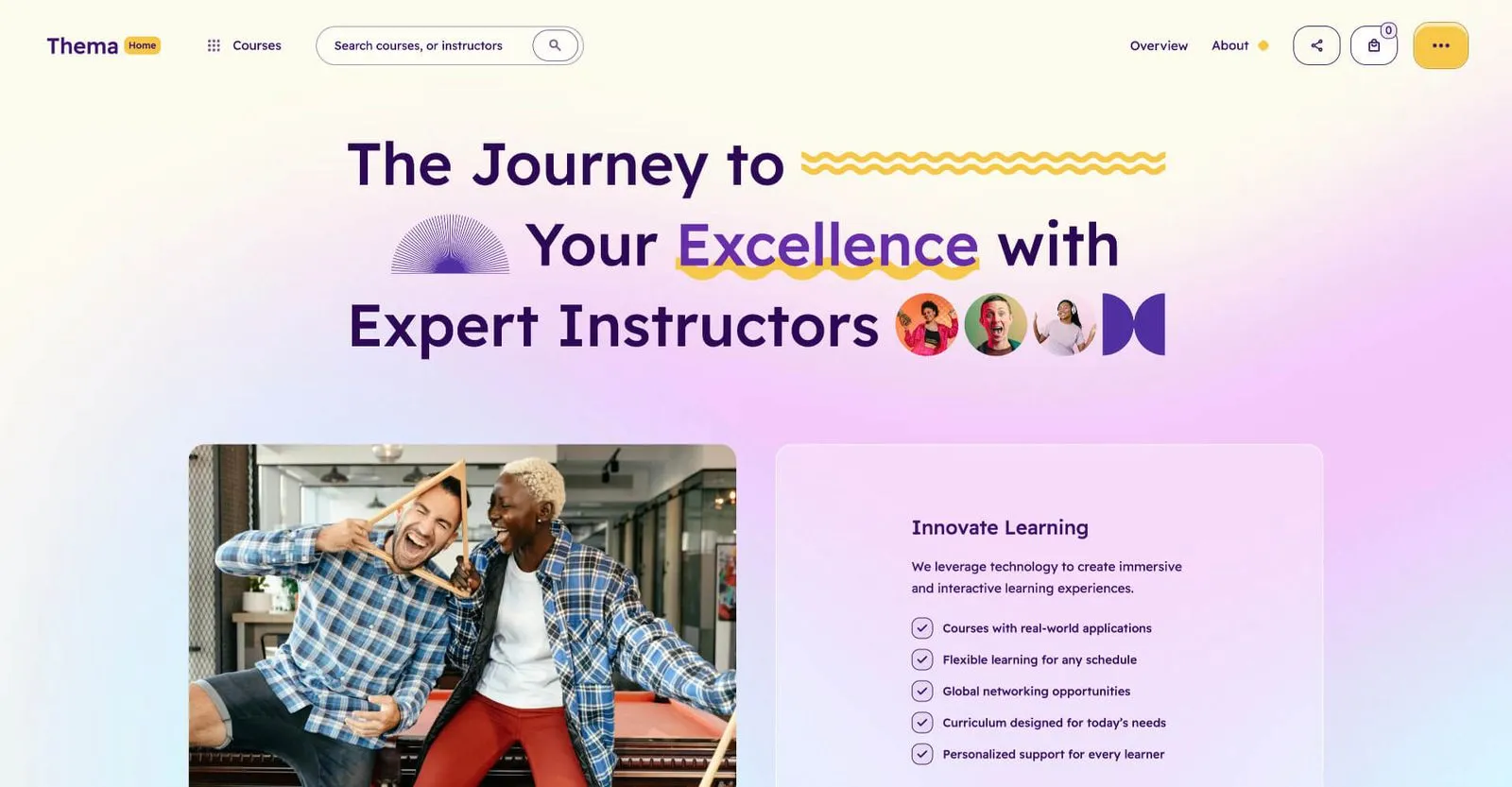 Thema: Education learning Webflow website template screen