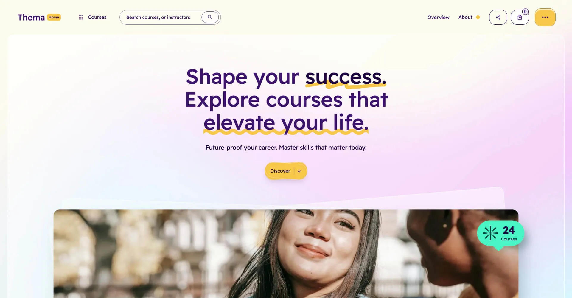 Thema: Education learning Webflow website template screen