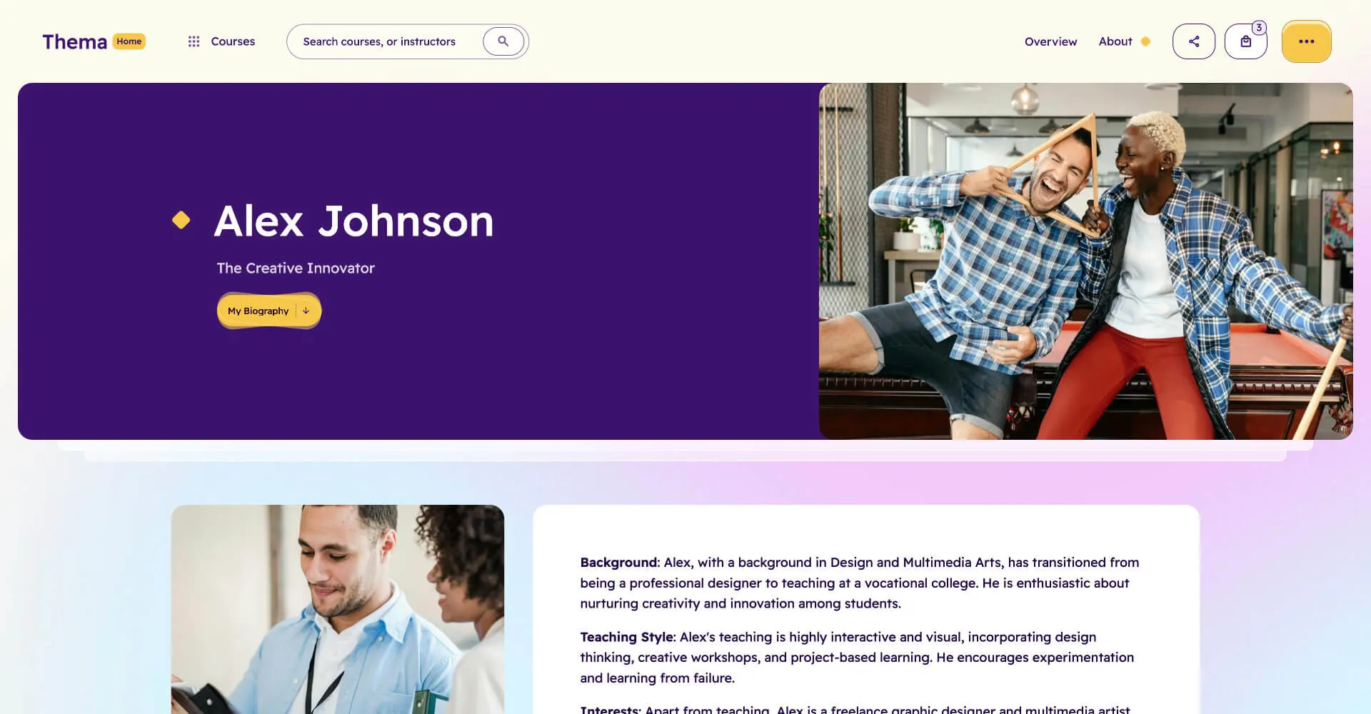 Thema: Education learning Webflow website template screen