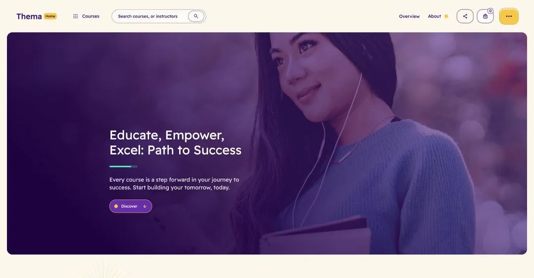 Thema: Education learning Webflow website template screen