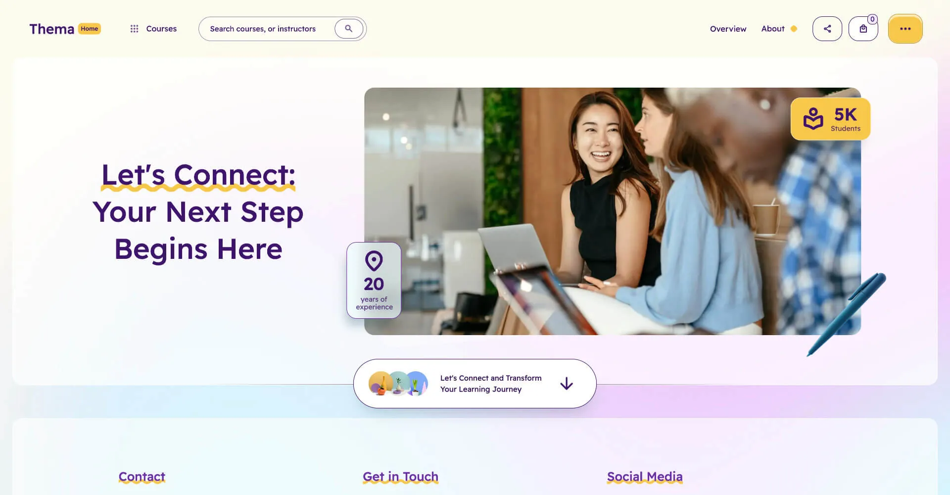 Thema: Education learning Webflow website template screen