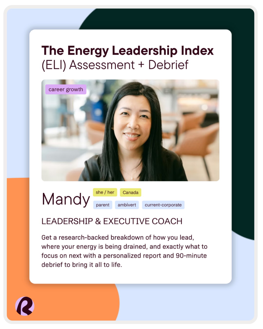 Mandy, leadership and executive coach on Revie. Energy Leadership Index assessment and debrief session