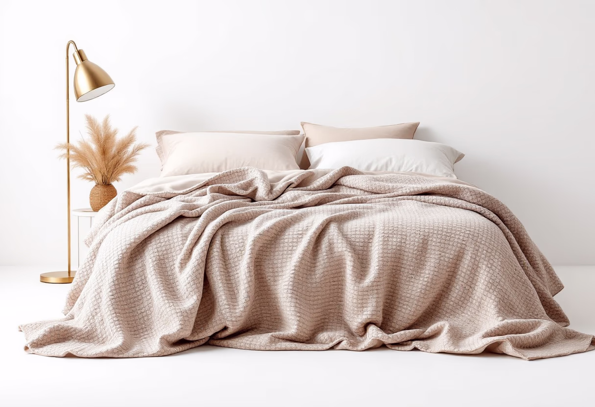 image of seasonal home style (for a home goods store), a cozy autumn bedroom scene