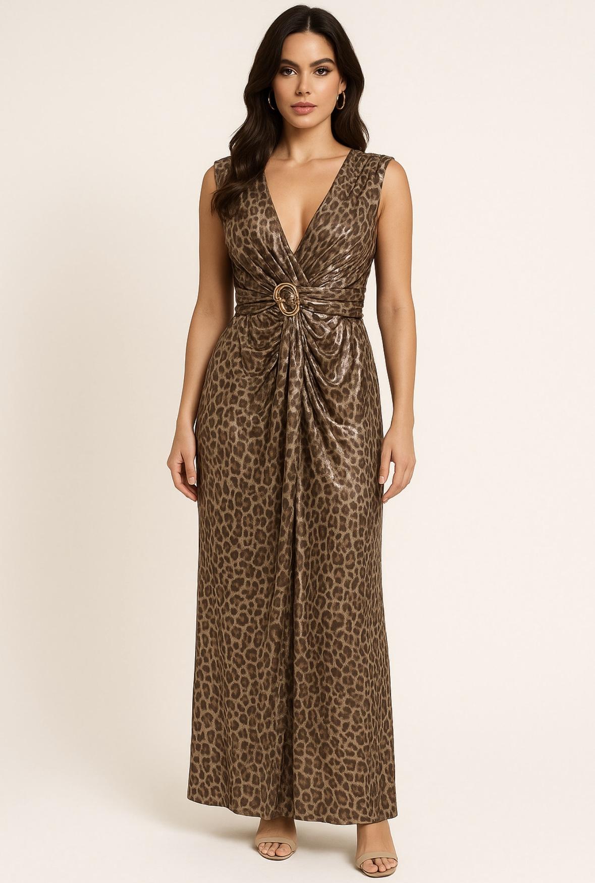 robe de soirée motif léopard brillante avec boucle Compositions produit : 5% Élasthanne - 95% polyester
taille unique 36/40