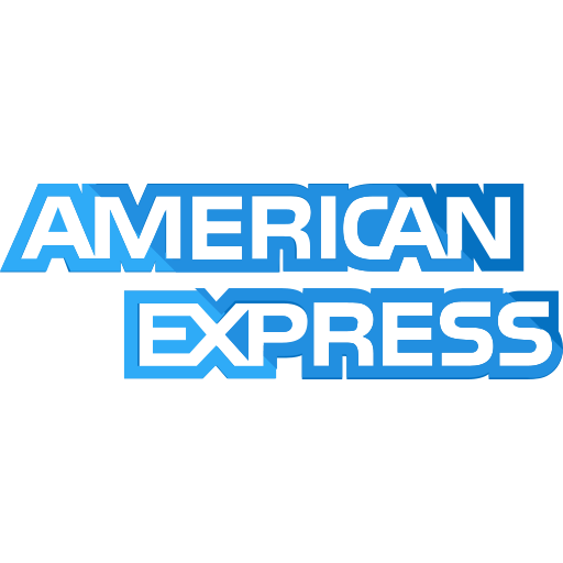 American Express logo with blue stylized text.