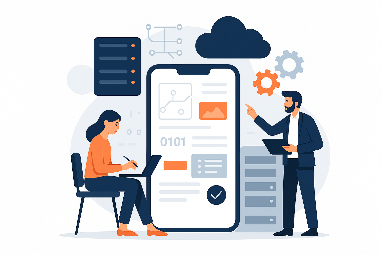 image of game development process (for a mobile gaming) - collaborative team meeting