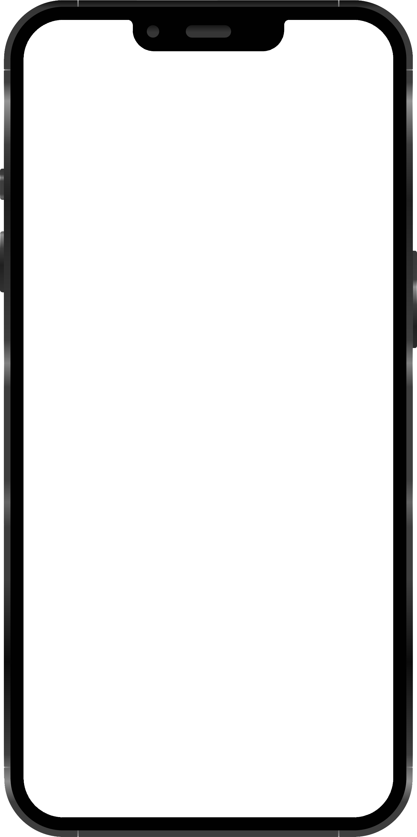 Black smartphone with a blank screen and rounded corners.