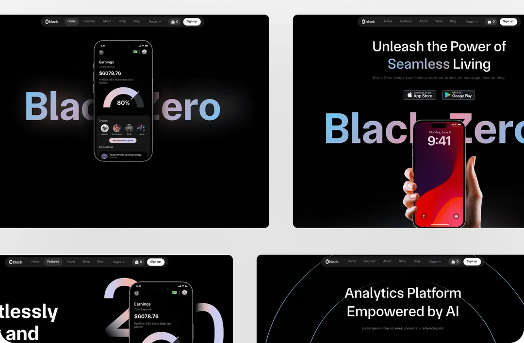 App Webflow Template -
Black Zero - Created by Wedoflow.com and Azwedo.com