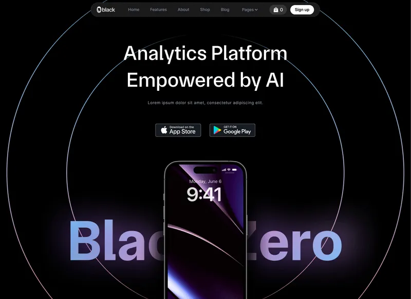 App Webflow Template -
Black Zero - Created by Wedoflow.com and Azwedo.com