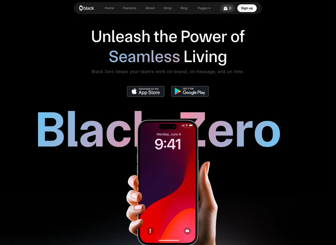 App Webflow Template -
Black Zero - Created by Wedoflow.com and Azwedo.com