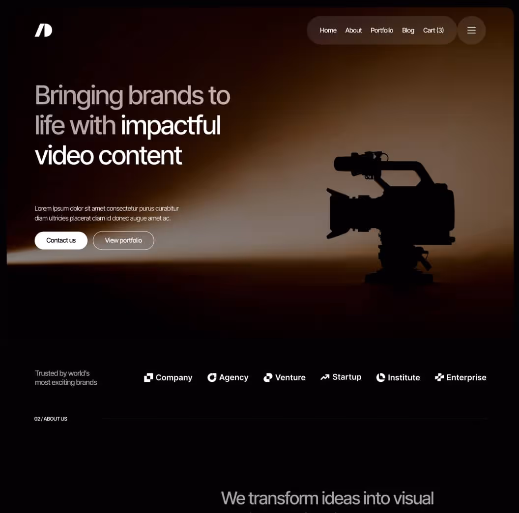 Cinemaflow - Home V1 Page - Ultimate Video Agency Webflow Template